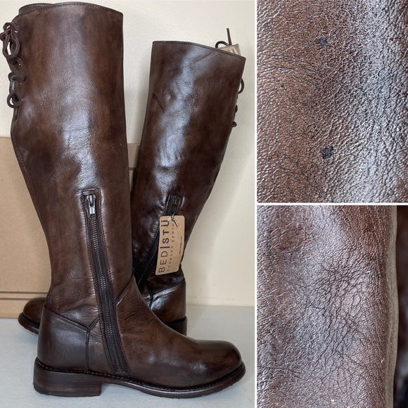 New BED STU Manchester Teak Distressed Riding Boots Size 9 - Picture 4 of 16